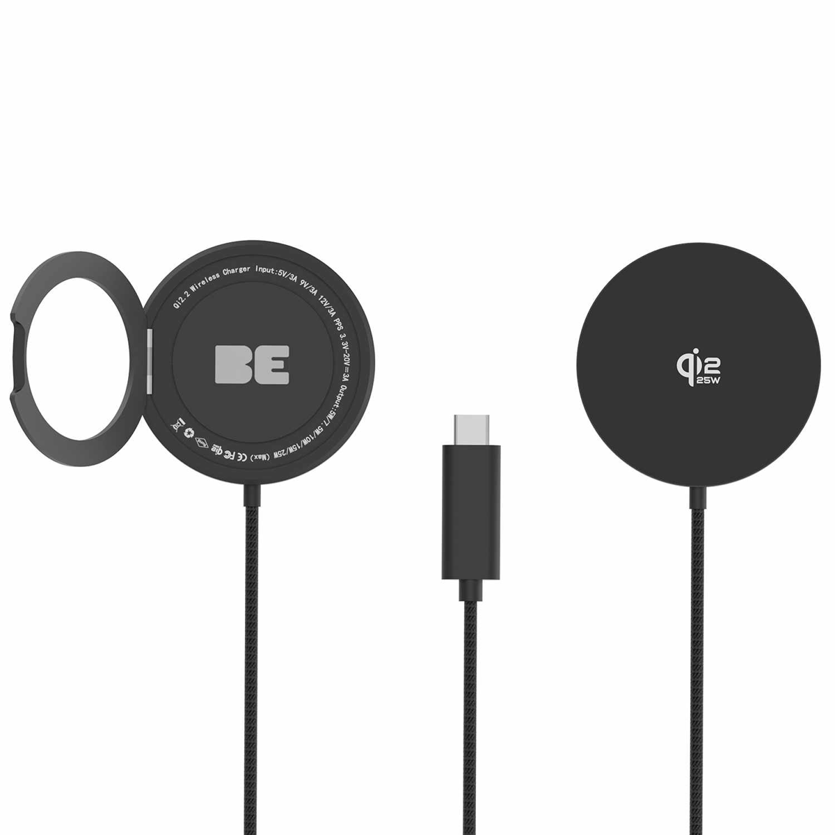 Blu Element - PowerPuck25 Wireless Charger with Kickstand Black