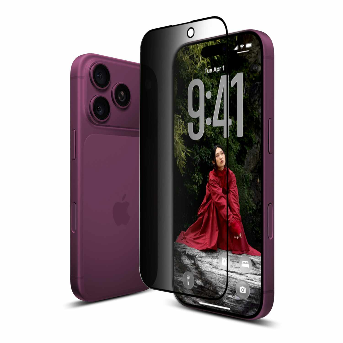 22 Cases - Protecteur d’écran en verre de confidentialité avec bord incurvé 2,5D pour iPhone 18 Pro transparent