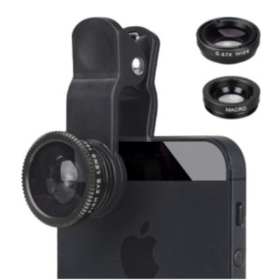 3-in-1 Universal Lens Clip - Fisheye Macro 10X and Wide Angle