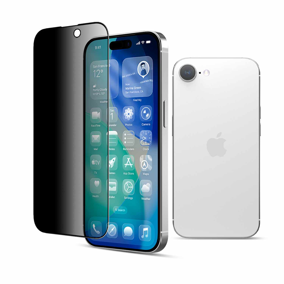 22 Cases - Privacy Tempered Glass Screen Protector for iPhone 17e/iPhone 16e Clear