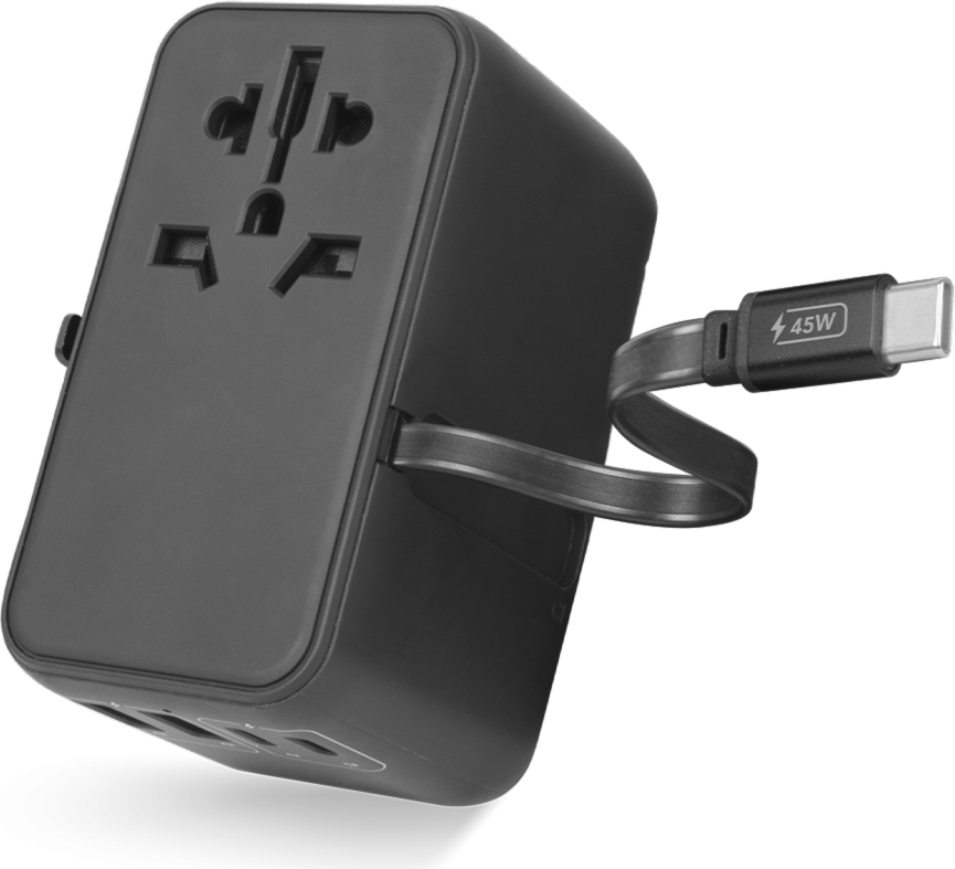 LOGiiX World Traveler XL 45W with built-in cable - Black