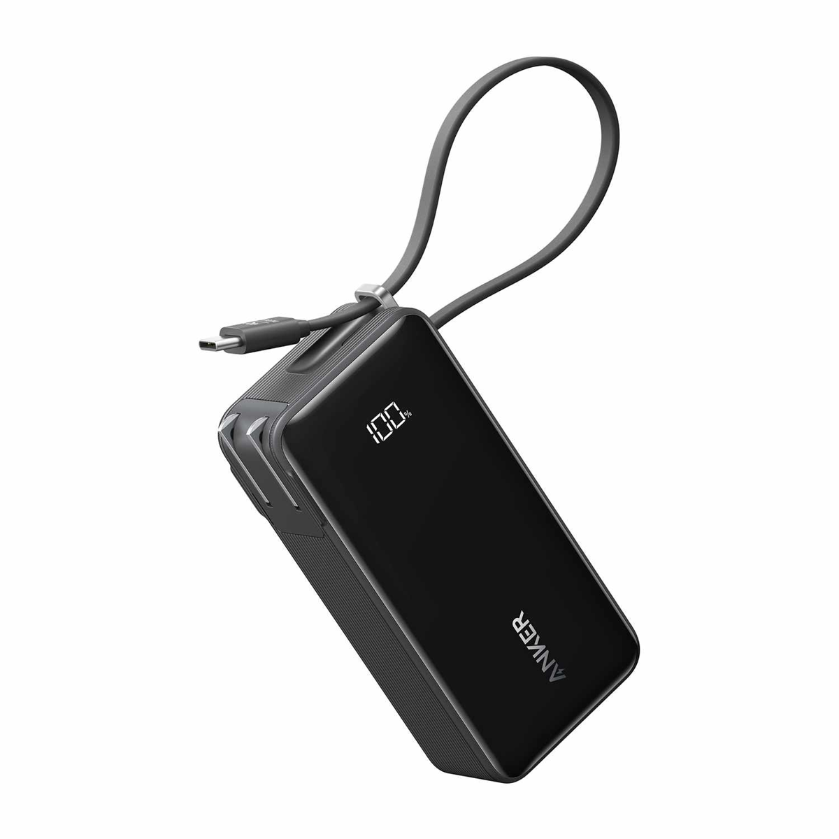 Anker - Batterie externe Fusion 10 000 mAh, noire, avec câble Lightning intégré