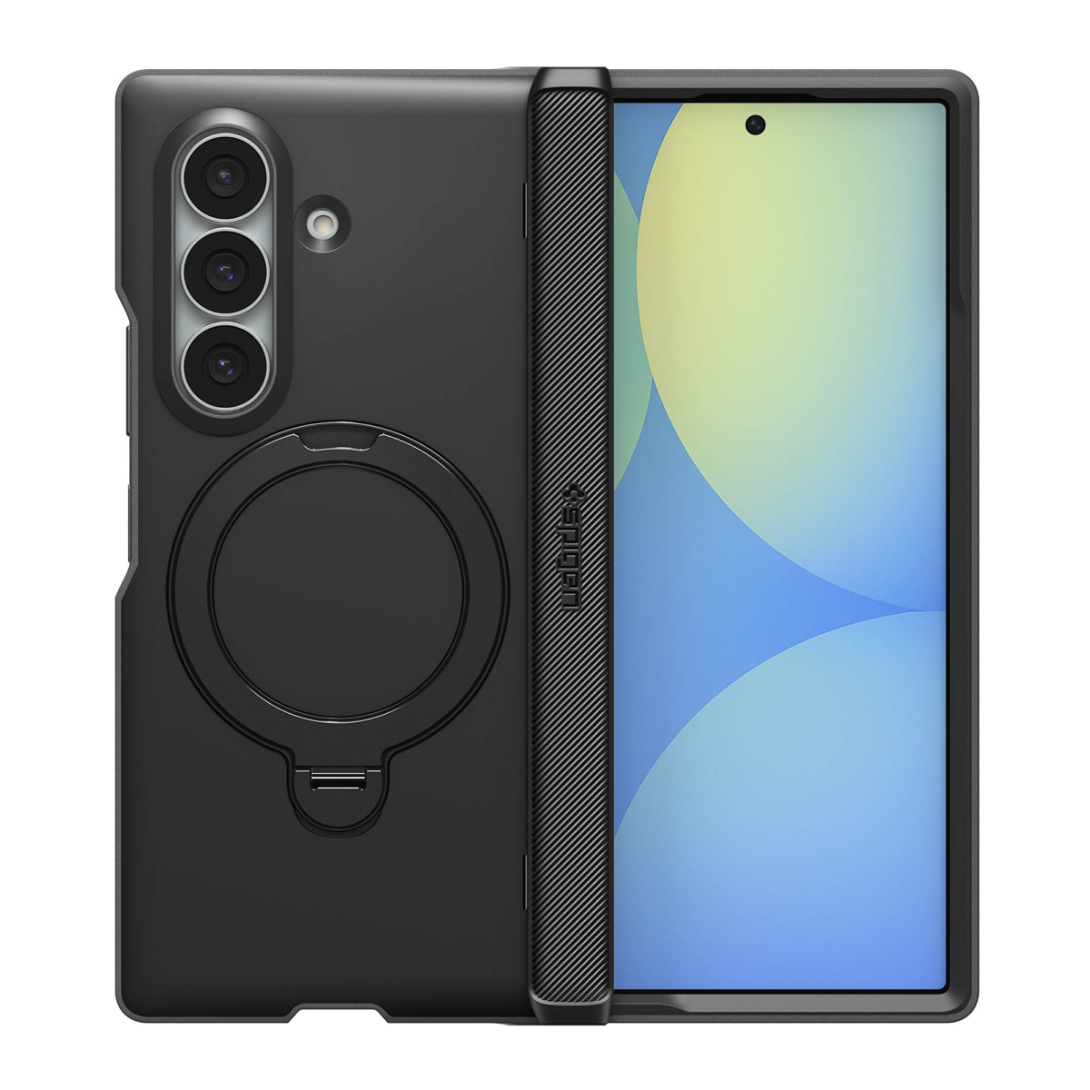 The Spigen Slim Armor Pro S MagFit delivers rugged dual-layer protection with advanced hinge coverage, a 360° rotating kickstand, and MagFit compatibility.