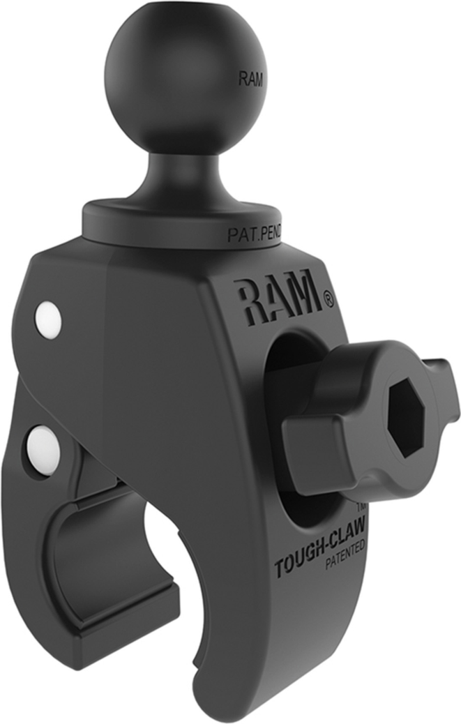 The RAM Mount Tough-Claw hits B size ball applications and features a versatile claw design to fit odd shaped railings and bars in small spaces.