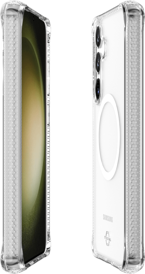 ITSKINS SGZRHMACRTRSP Étui Hybrid_R Clear Compatible avec MagSafe Transparent pour Samsung Galaxy S25
