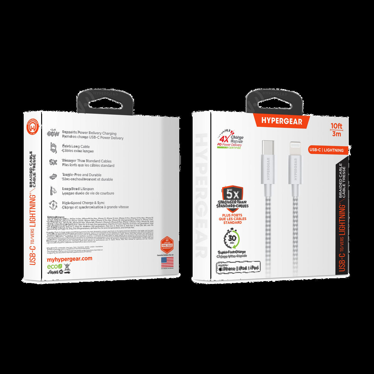 <p>The HyperGear USB-C to Lightning Charge and Sync Cable is composed of a braided cord that is 5x stronger than standard cables and offers extreme durability and flexibility.</p>