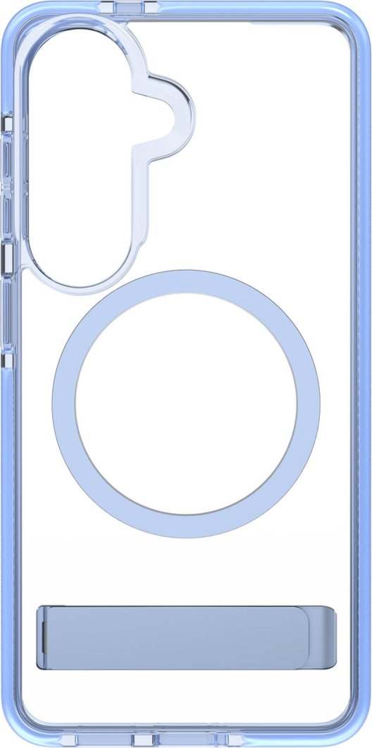The ZAGG Santa Cruz Snap is a transparent case with pops of color that accent its design. It offers 13-foot drop protection, a sturdy kickstand that folds flush with the case.