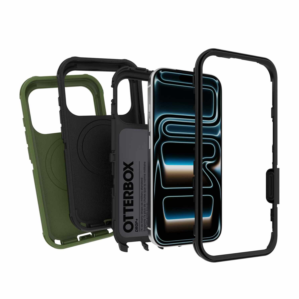 OtterBox - Étui Defender Pro MagSafe avec couvre-étui supplémentaire Noir/Ponderosa Peak pour iPhone 18 Pro/17 Pro en emballage en vrac