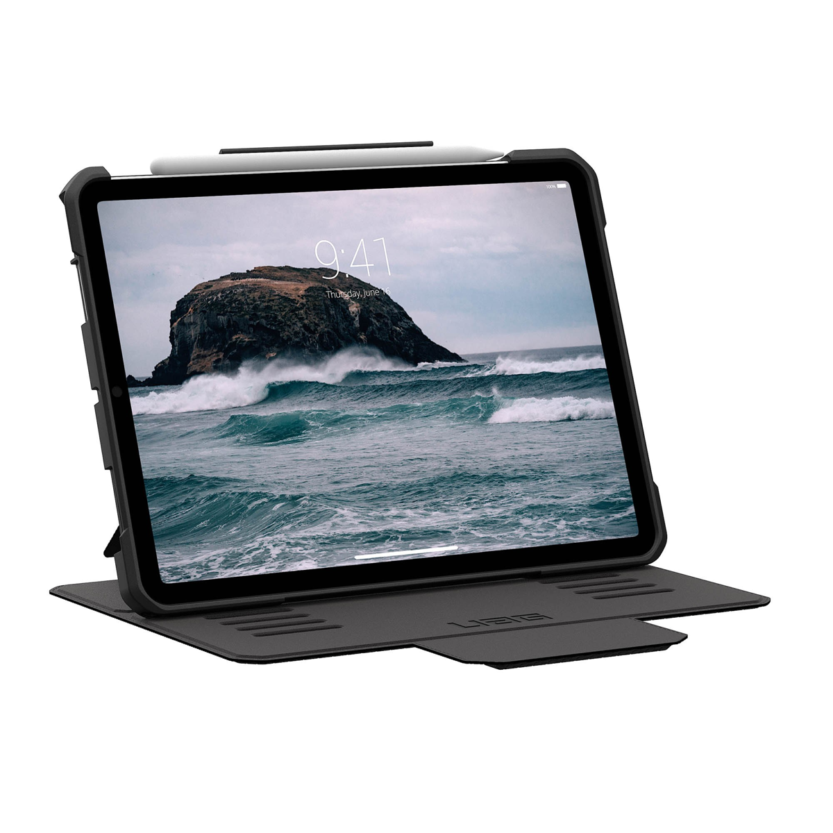 UAG Metropolis Tact.Armr is a rugged folio case with drop protection, adjustable stand functionality, magnetic closure, and premium tactile grip.