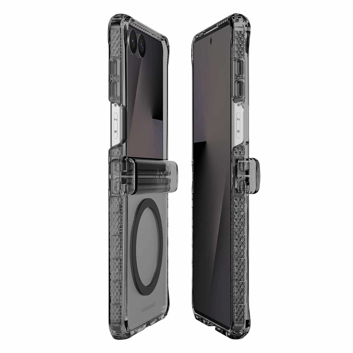 ITSKINS - Hybrid_R Hinge Clear w/Magnets Case Smoke for Samsung Galaxy Z Flip8