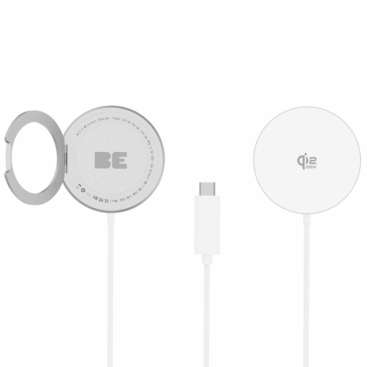 Blu Element - PowerPuck25 Wireless Charger with Kickstand White