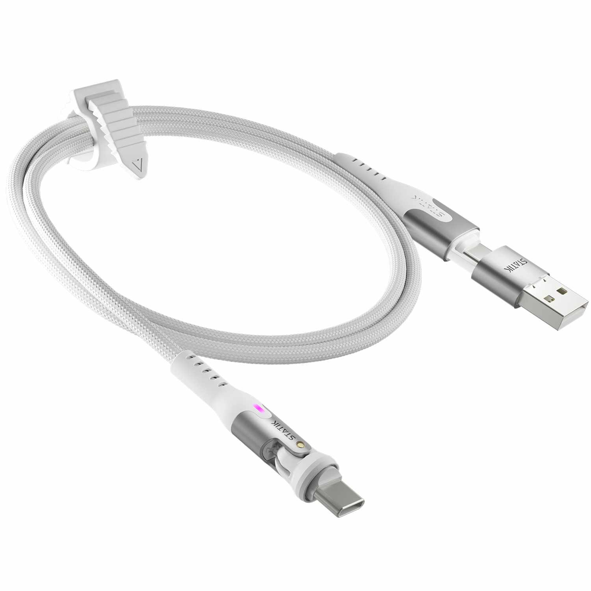 Statik - PowerPivot Pro Nylon Braided Charge/Sync Cable USB-C to USB-C 6.6ft White