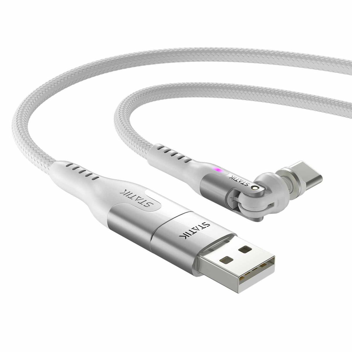 Statik PUP04556FTCCWHTCA Câble Tressé en Nylon de Charge/Sync PowerPivot Pro USB-C vers USB-C 6.6 pieds Blanc