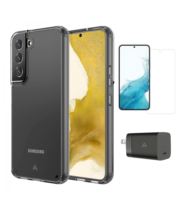 Save when you buy our Starter Kit bundle which includes an incredibly thin and lightweight, Ultra Clear case, a wall charger and a screen protector! Offering a superior protection, our crystal clear anti-yellowing case has an anti-UV feature that perfectly shows off your phone underneath it. Ensuring maximum coverage, our ARMORGlass screen protector guarantees everyday defense against marks and scratches. ""