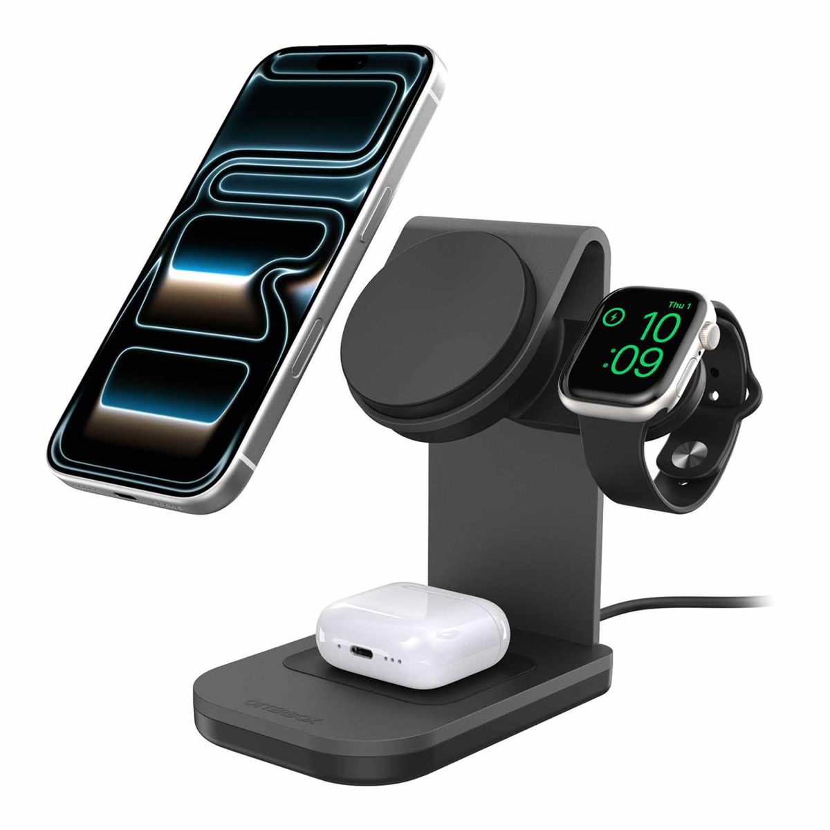 OtterBox - Support de recharge sans fil 3-en-1 Qi2 25 W, noir
