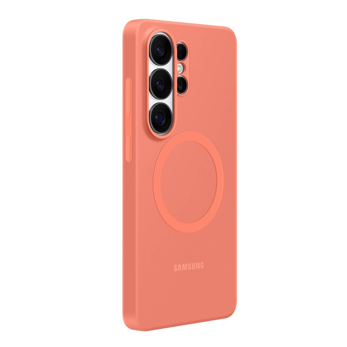 The Samsung Silicone Magnet Case offers a comfortable grip with a silky-smooth finish and a built-in magnet for seamless compatibility with magnetic charging and accessories.