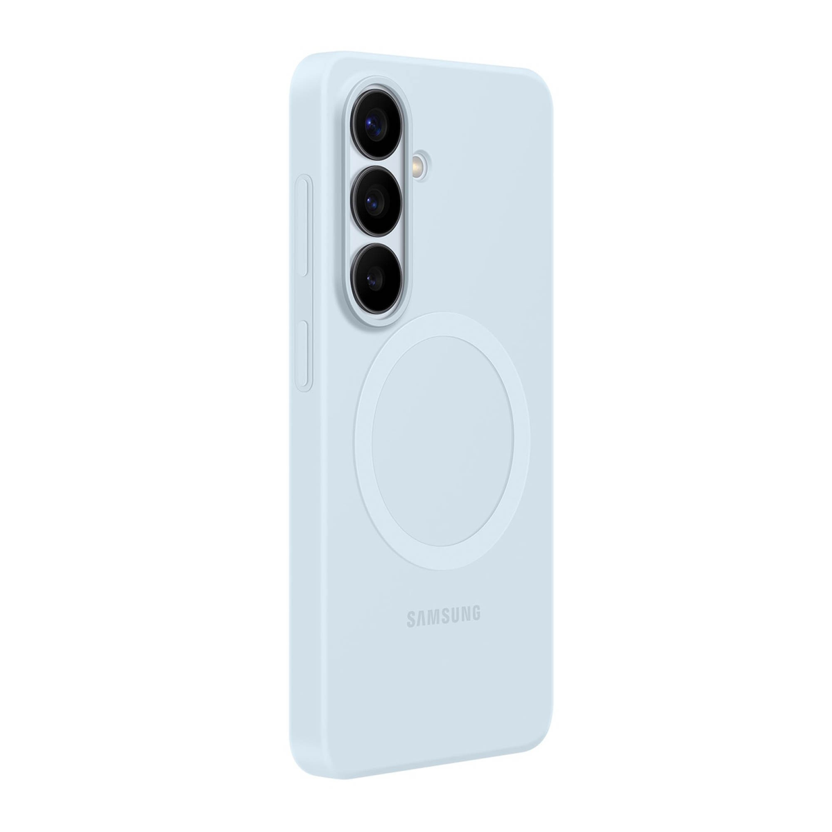 The Samsung Silicone Magnet Case offers a comfortable grip with a silky-smooth finish and a built-in magnet for seamless compatibility with magnetic charging and accessories.