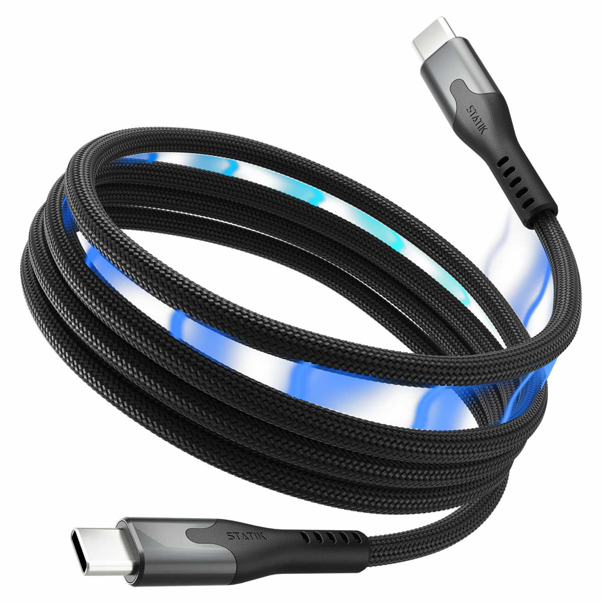 Blu Element BEMGC2C3FTB Cable Magnétique SelfCoil USB-C vers USB-C 3.3 pieds Noir