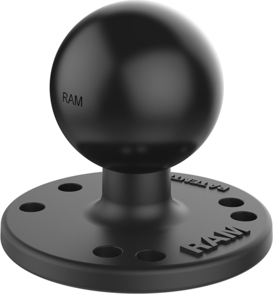 Ram Round Late with Ball is a C size ball mount with pre-drilled universal AMPS hole pattern.