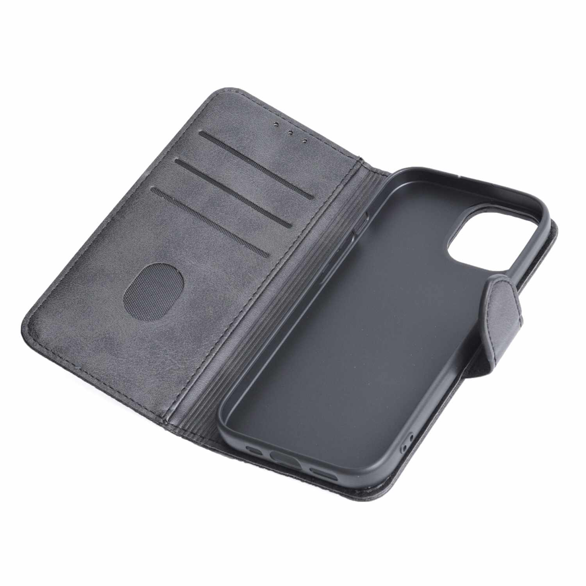 Blu Element BEWF151413B Étui Portefeuille Folio en Cuir Vegan Noir pour iPhone 16e/15/14/13