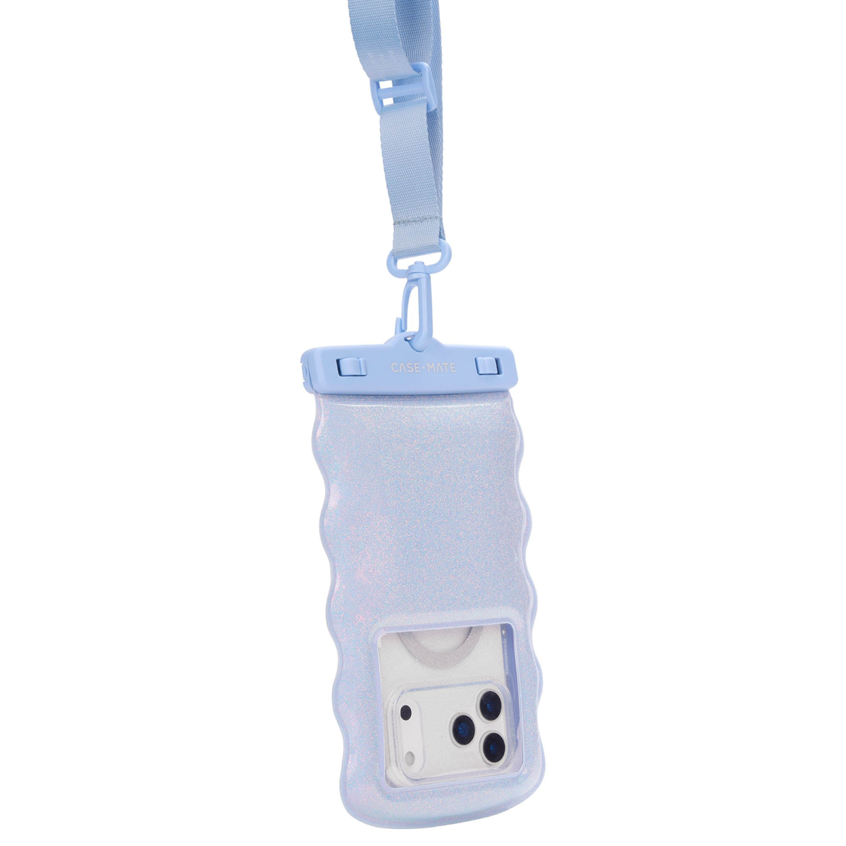 <p>The Case-Mate Floating Phone Pouch features a stylish twinkling glitter design and IP68 waterproof protection, allowing for underwater photos and easy touchscreen access.</p>