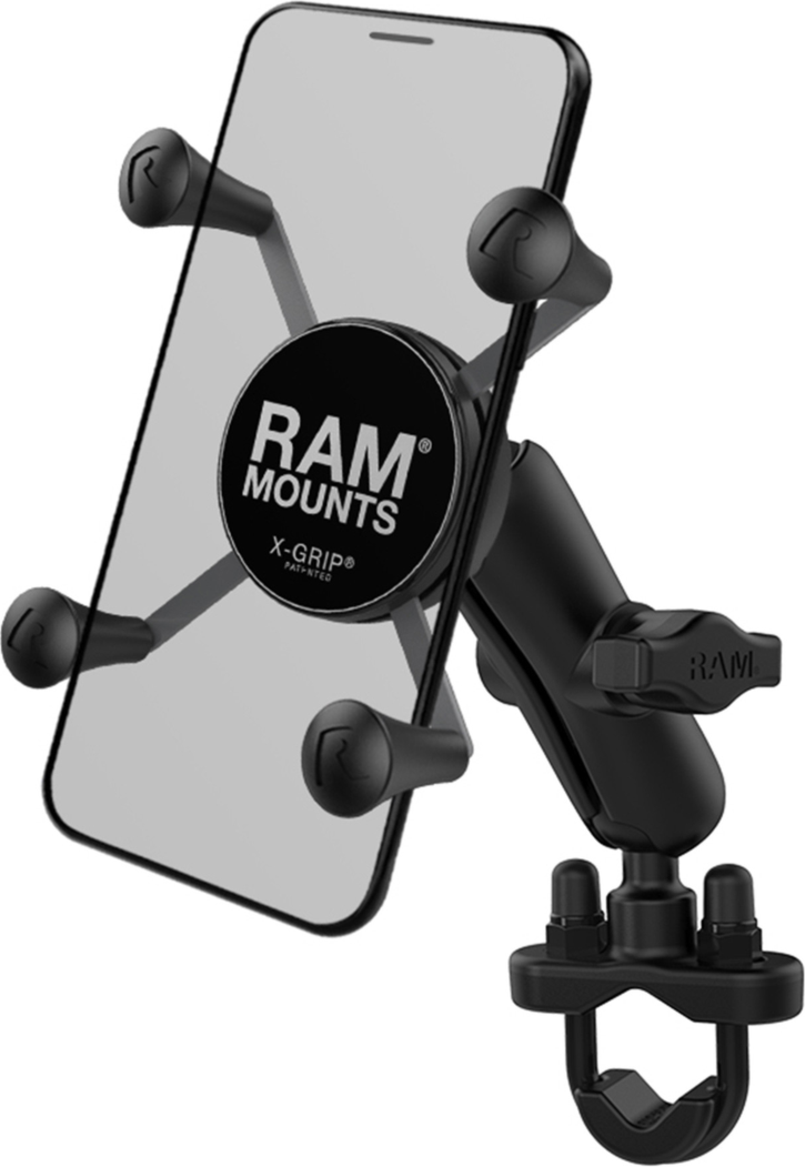The RAM® X-Grip® Phone Mount features a Handlebar fitting U-Bolt base to accommodate rails from 0.5” to 1.25” diameter. Unit includes socket arm to easily get the phone where the user needs it.