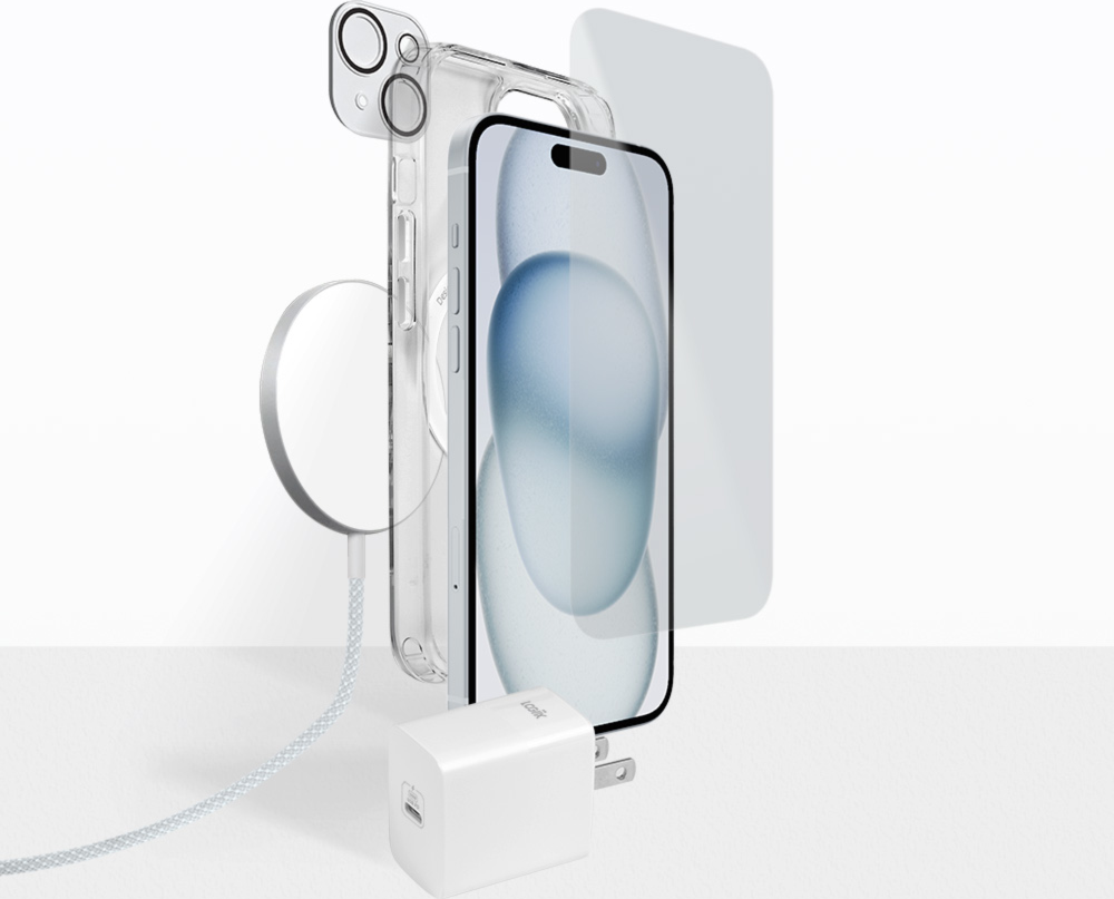 LOGiiX Ensemble Essentiel pour iPhone 15 - Blanc
