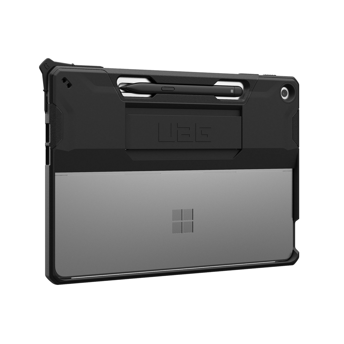 The UAG Scout Series provides rugged protection with an armor shell and integrated hand strap, while maintaining kickstand and keyboard compatibility.