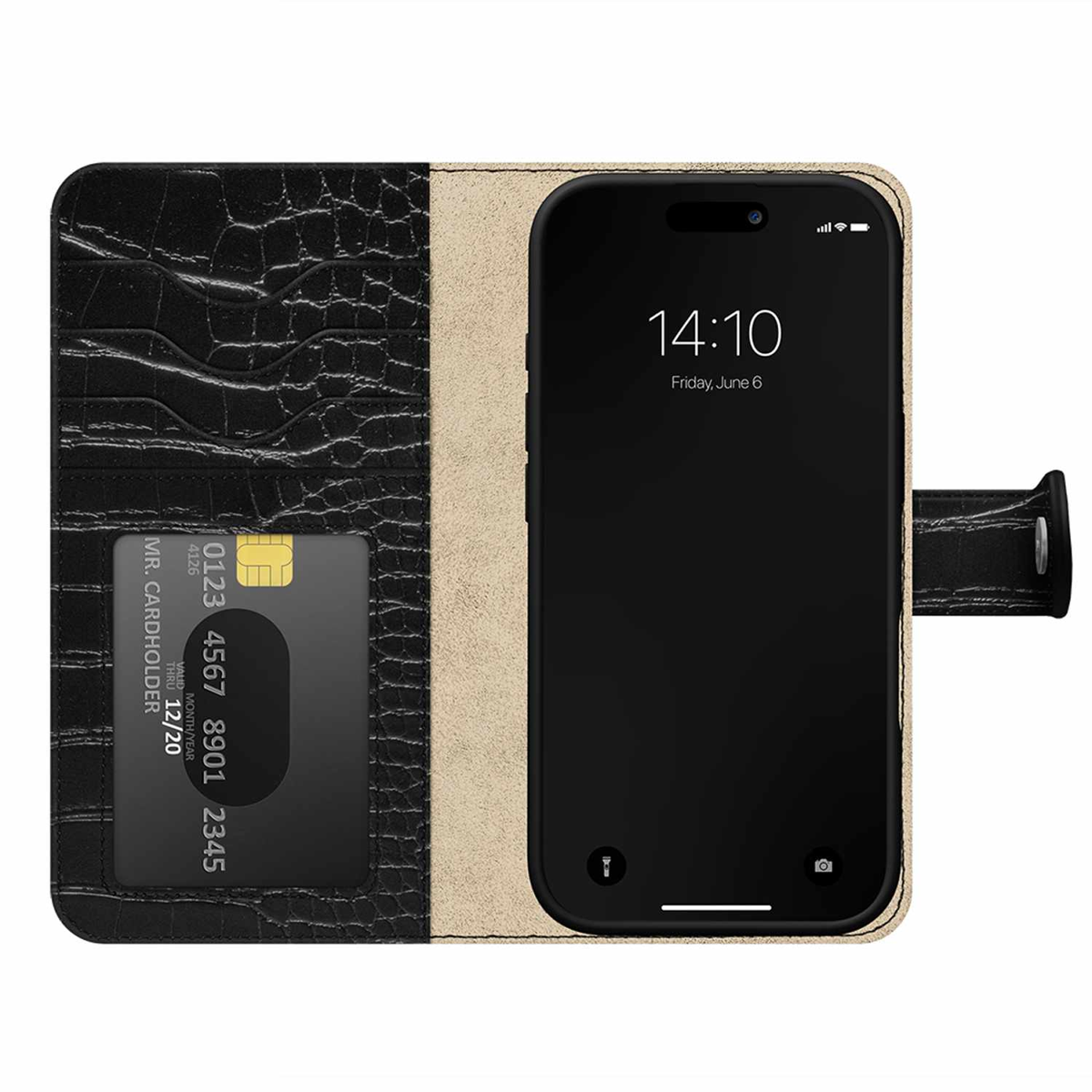 Ideal of Sweden - Magnet Wallet MagSafe Case Black Croco for iPhone 18 Pro/17 Pro