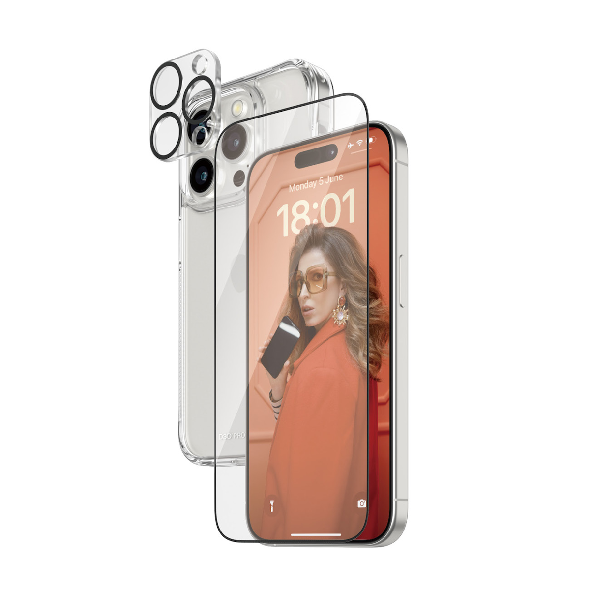 PanzerGlass 3-en-1 Ensemble de protection avec D3O pour iPhone 15 Pro - Transparent