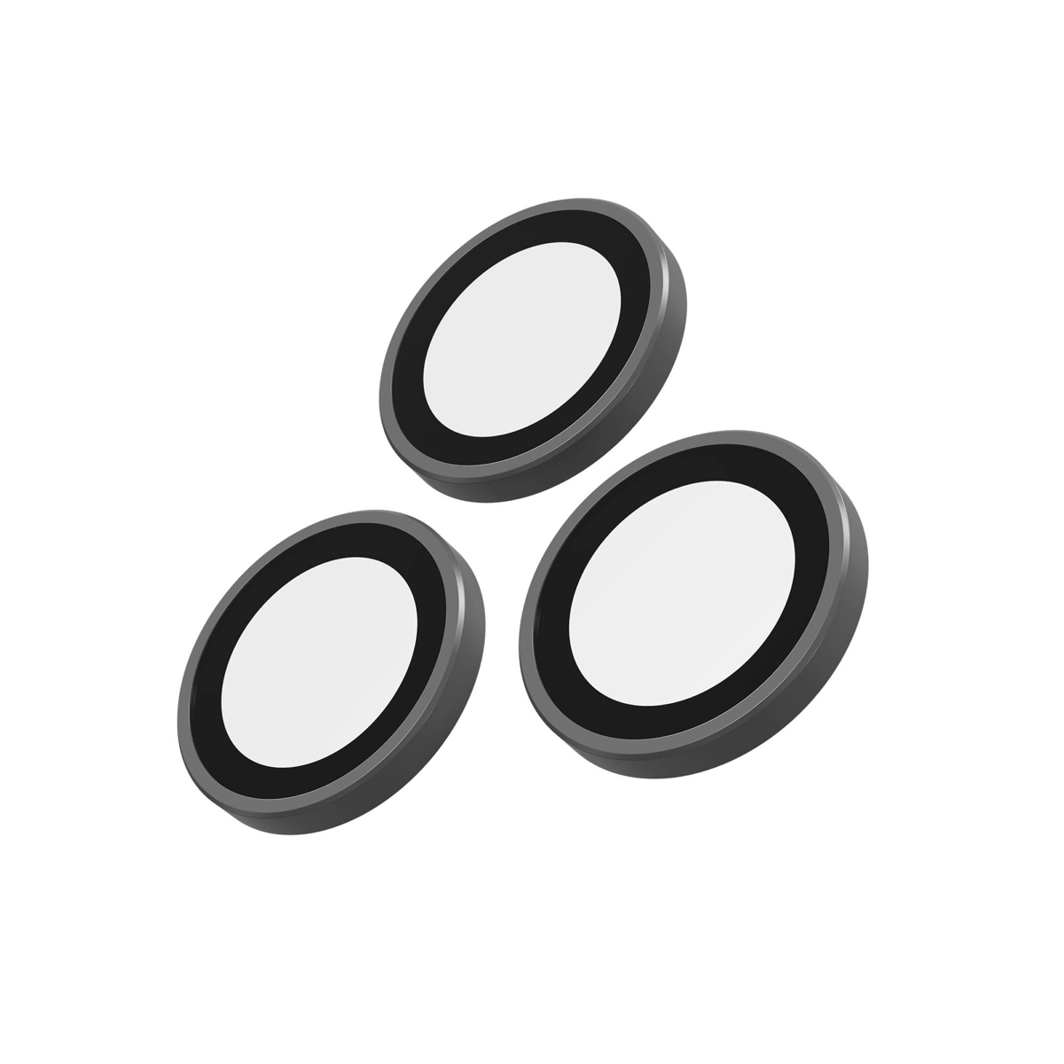 The ZAGG InvisibleShield Glass Elite Camera Rings Lens Protector with anti-reflective technology safeguards phone camera lenses from scratches and smudges.