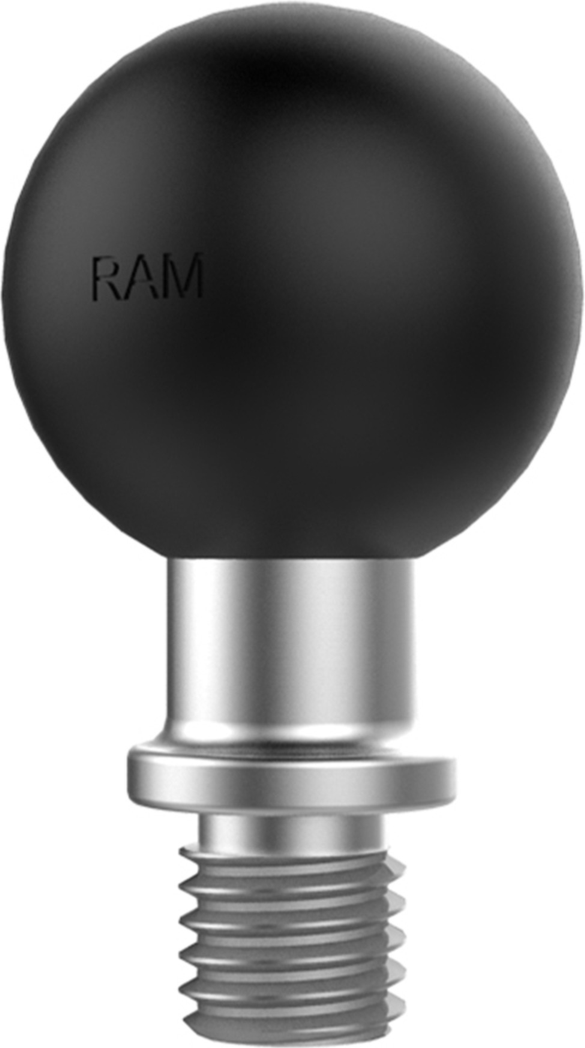 The RAM-B-349U includes a M10 x 1.25 pitch male thread connected to a 1" rubber ball. The threaded hole must contain the following dimensions for this base to fit: M10 1.25 pitch with a 14.5mm flange diameter with a 10.15mm thread length.