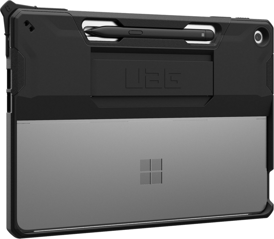 The UAG Scout Series provides rugged protection with an armor shell and integrated hand strap, while maintaining kickstand and keyboard compatibility.