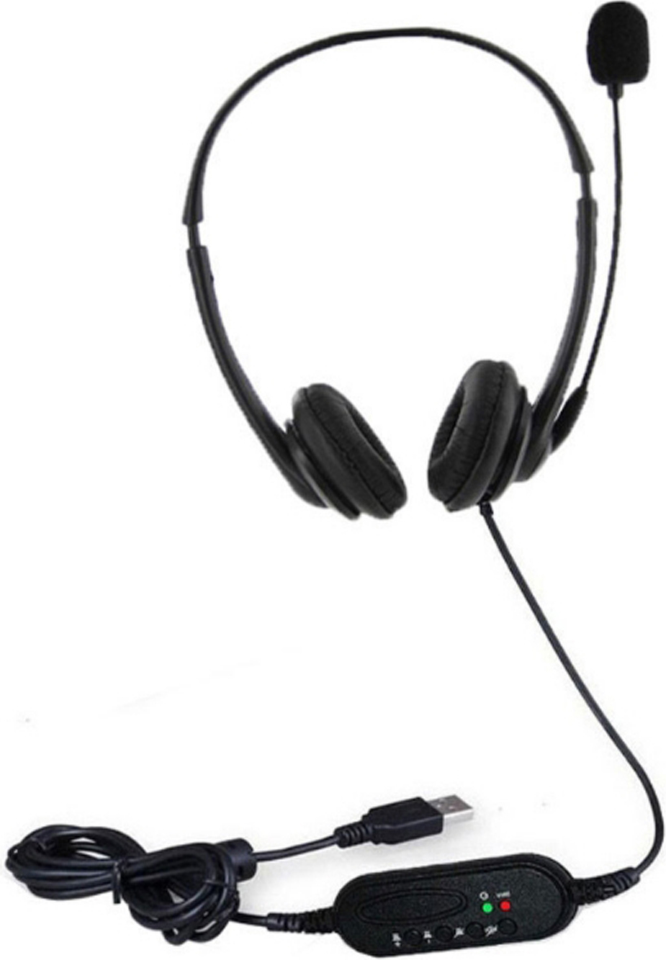 Bulk Packaging XSSADHT102U Overhead Earphone Écouteurs avec  Microphone/USB et Contrôle en Ligne pour Centre D'appels Noir