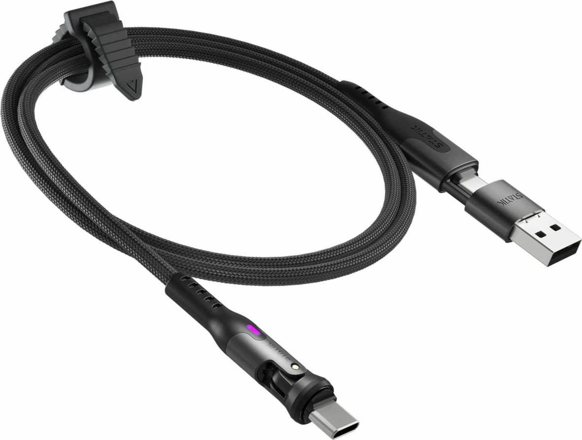 Statik - PowerPivot Pro Nylon Braided Charge/Sync Cable USB-C to USB-C 6.6ft Black