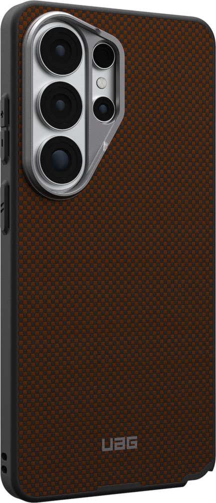 Crafted with premium DuPont™ Kevlar® and striking metallic accents, the UAG Fibr Armr case blends 15ft drop protection with a slim TPU frame and integrated magnets for wireless charging and accessories.