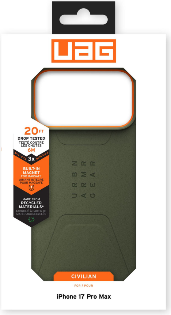 Urban Armor Gear (UAG) - Civilian MagSafe Case for Apple iPhone 17 Pro Max - Olive and Orange