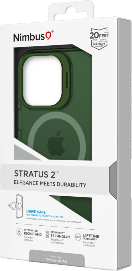 Nimbus9 N9S2MSIPH16PROFRGR Étui Stratus 2 Magsafe Frost Vert pour iPhone 16 Pro