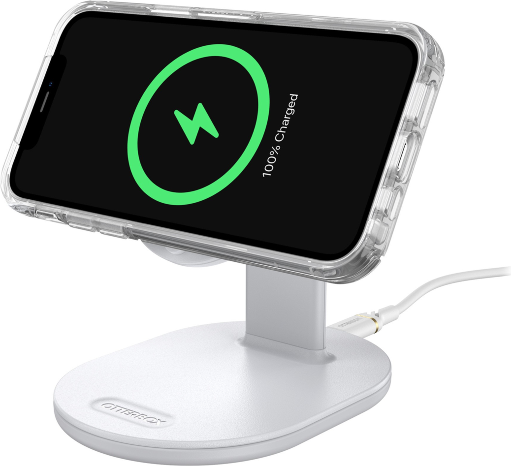 <p>The OtterBox 15W MagSafe Wireless Charging Station features a raised magnet pad for strong alignment and attachment.</p>