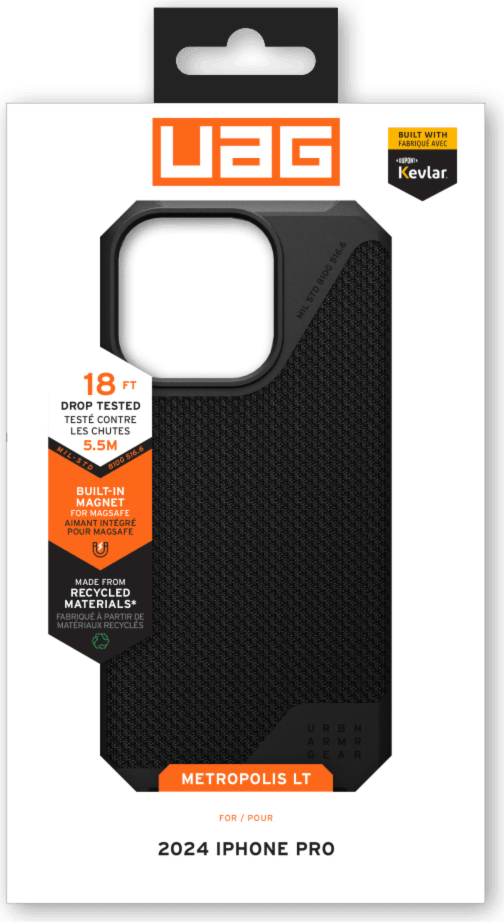 The UAG Metropolis LT case offers elevated real-world device protection and is compatible with MagSafe charging.