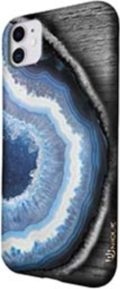 iPhone 11/XR Uunique Blue Ocean/Grey Wood Agate Nutrisiti Eco Printed Back Case