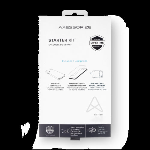 Save when you buy our Starter Kit bundle which includes an incredibly thin and lightweight, Ultra Clear case, a wall charger and a screen protector!