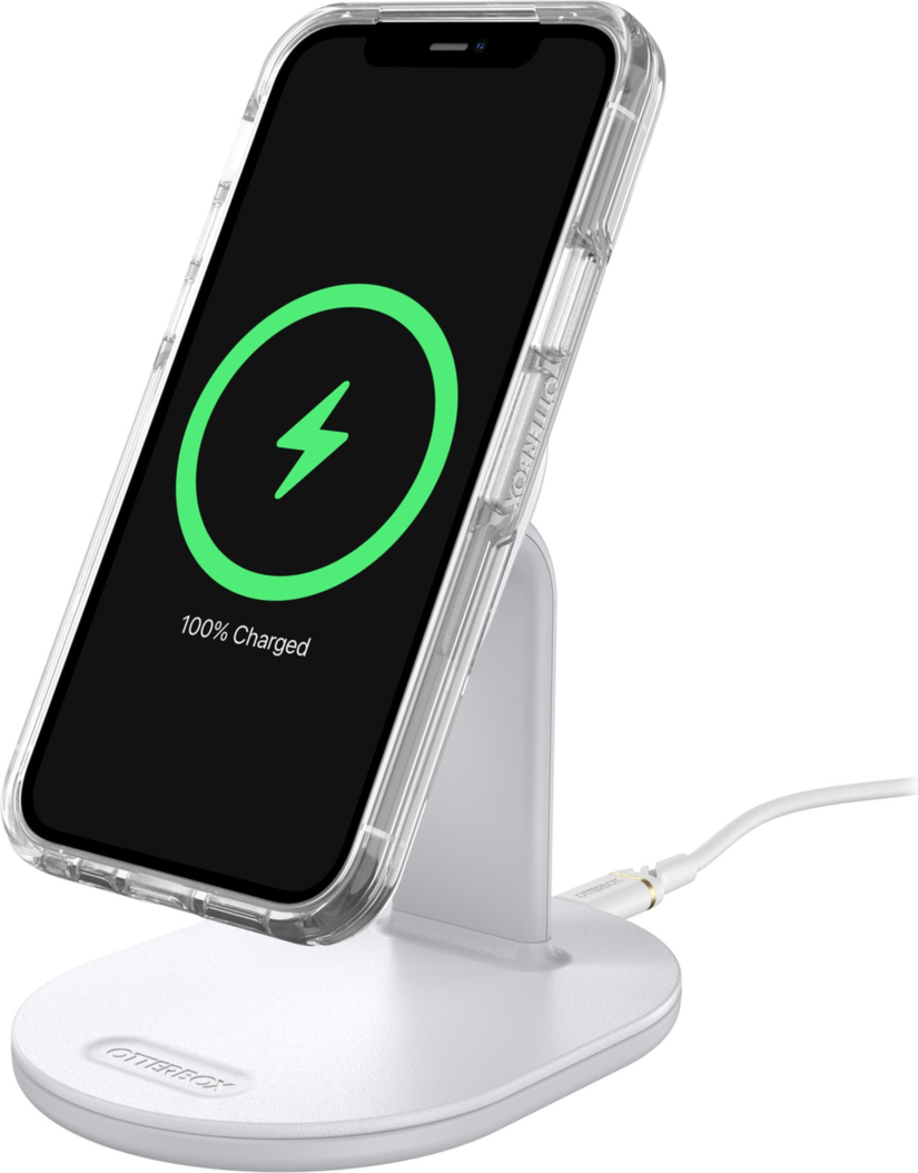 <p>The OtterBox 15W MagSafe Wireless Charging Station features a raised magnet pad for strong alignment and attachment.</p>