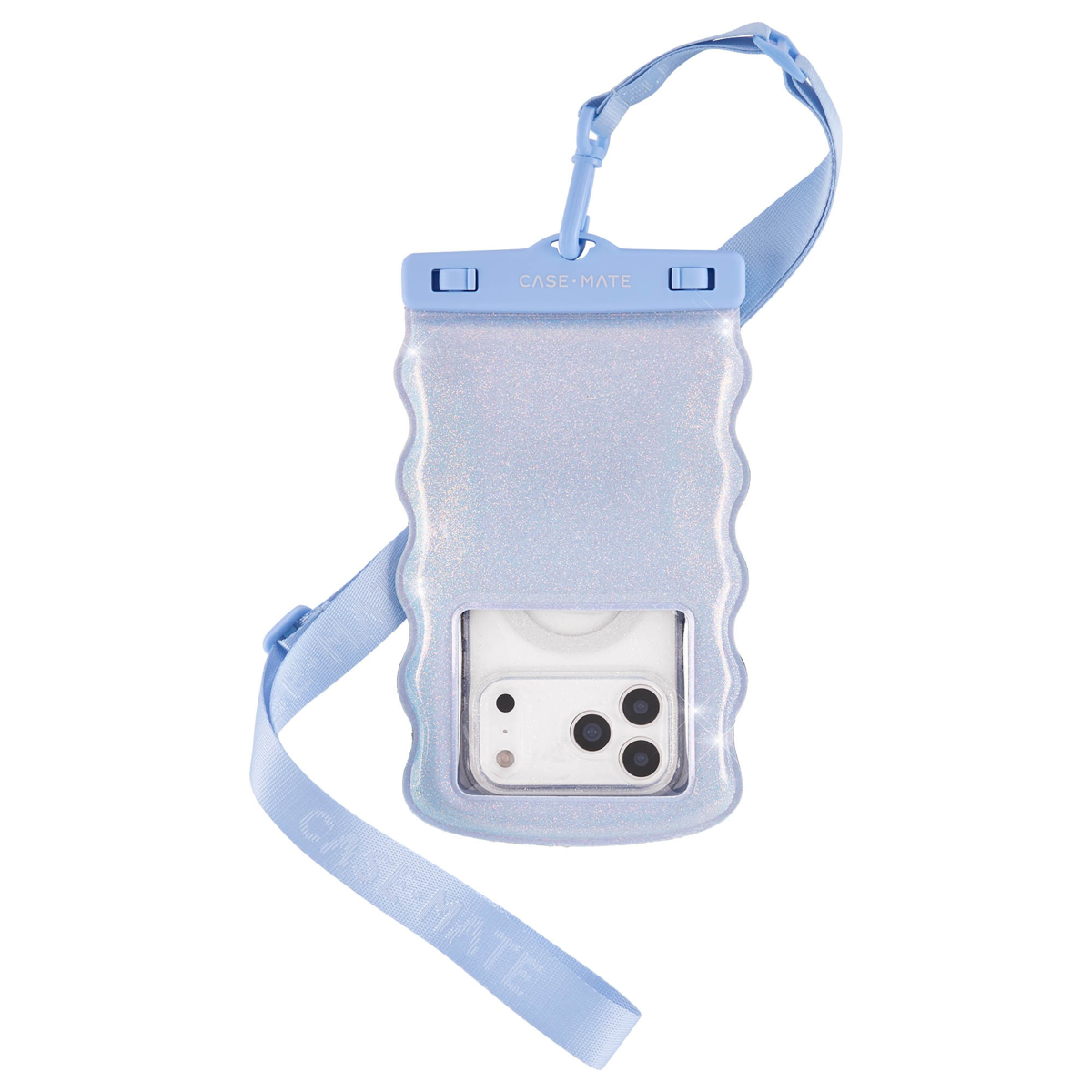 <p>The Case-Mate Floating Phone Pouch features a stylish twinkling glitter design and IP68 waterproof protection, allowing for underwater photos and easy touchscreen access.</p>