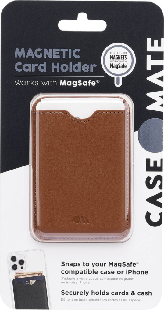 <p>The Case-Mate MagSafe Cardholder uses strong built-in magnets to securely attach the wallet to MagSafe compatible phones.</p>