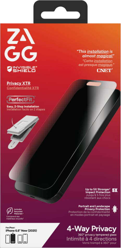 ZAGG - InvisibleShield XTR Privacy Glass Screen Protector for Apple iPhone Air - Clear