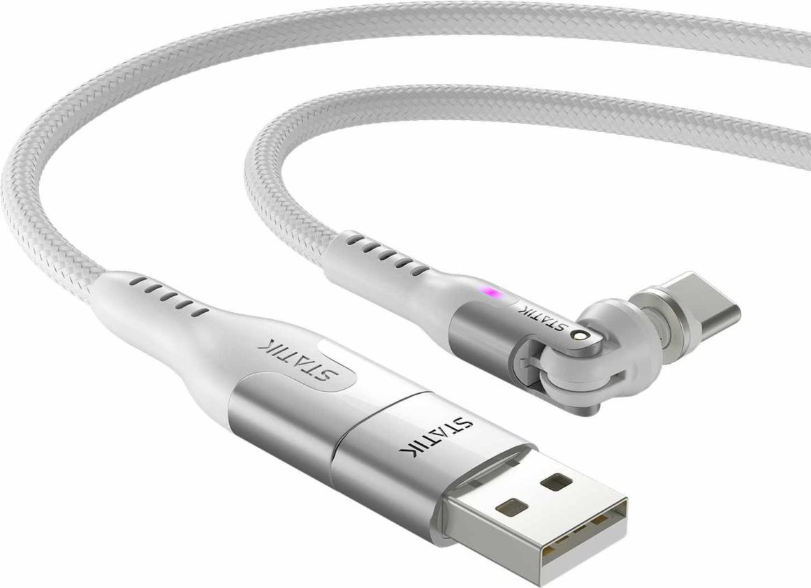 Statik - PowerPivot Pro Nylon Braided Charge/Sync Cable USB-C to USB-C 6.6ft White