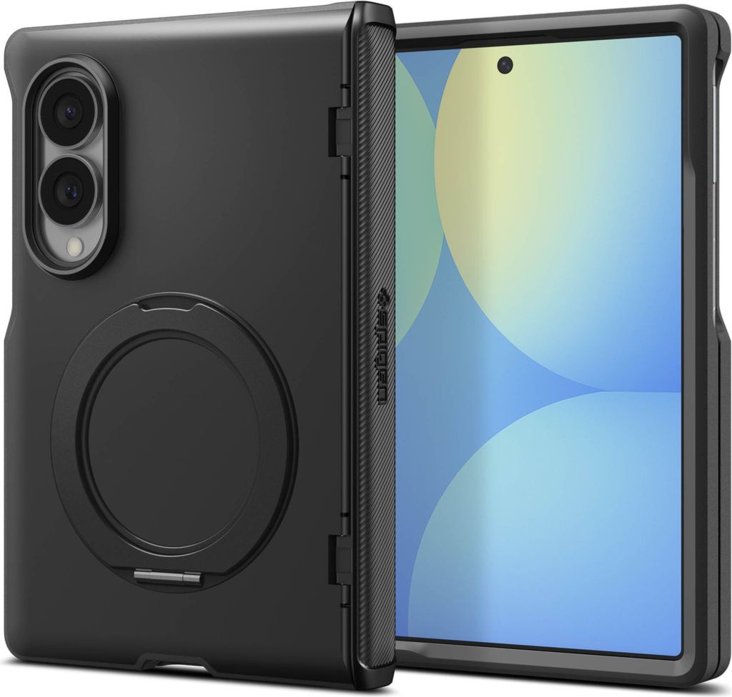 The Spigen Slim Armor Pro S MagFit delivers rugged dual-layer protection with advanced hinge coverage, a 360° rotating kickstand, and MagFit compatibility.