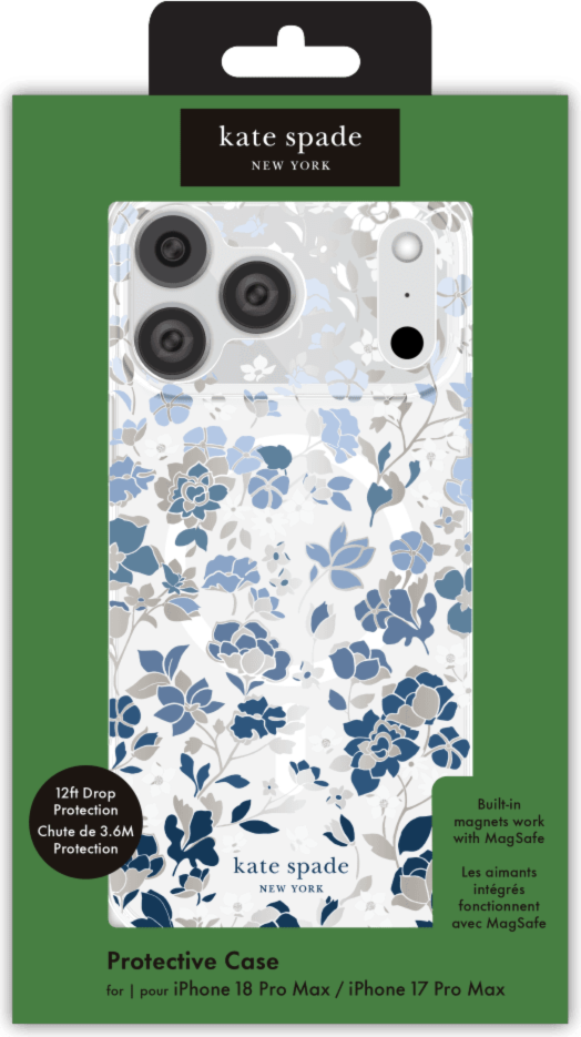 Kate Spade - Coque protectrice MagSafe Flowerbed Bleu pour iPhone 18 Pro Max/17 Pro Max