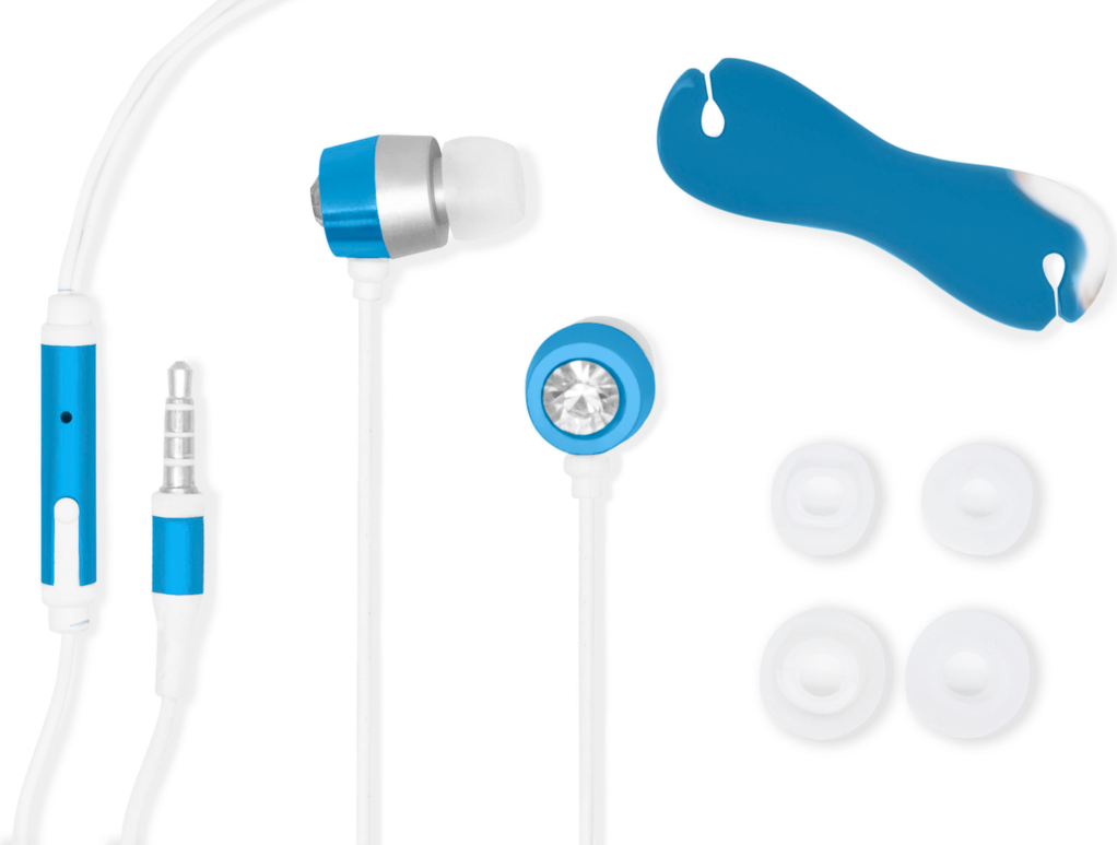 Adreama Headphones with Diamond Jewelry and Winder - Blue